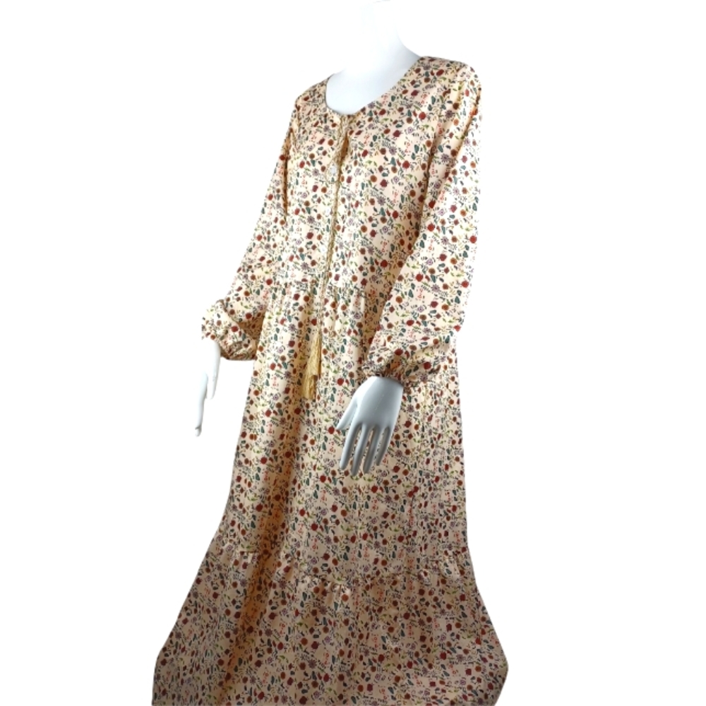 Farmhouse Maxi Dress Floral Print Long Sleeve